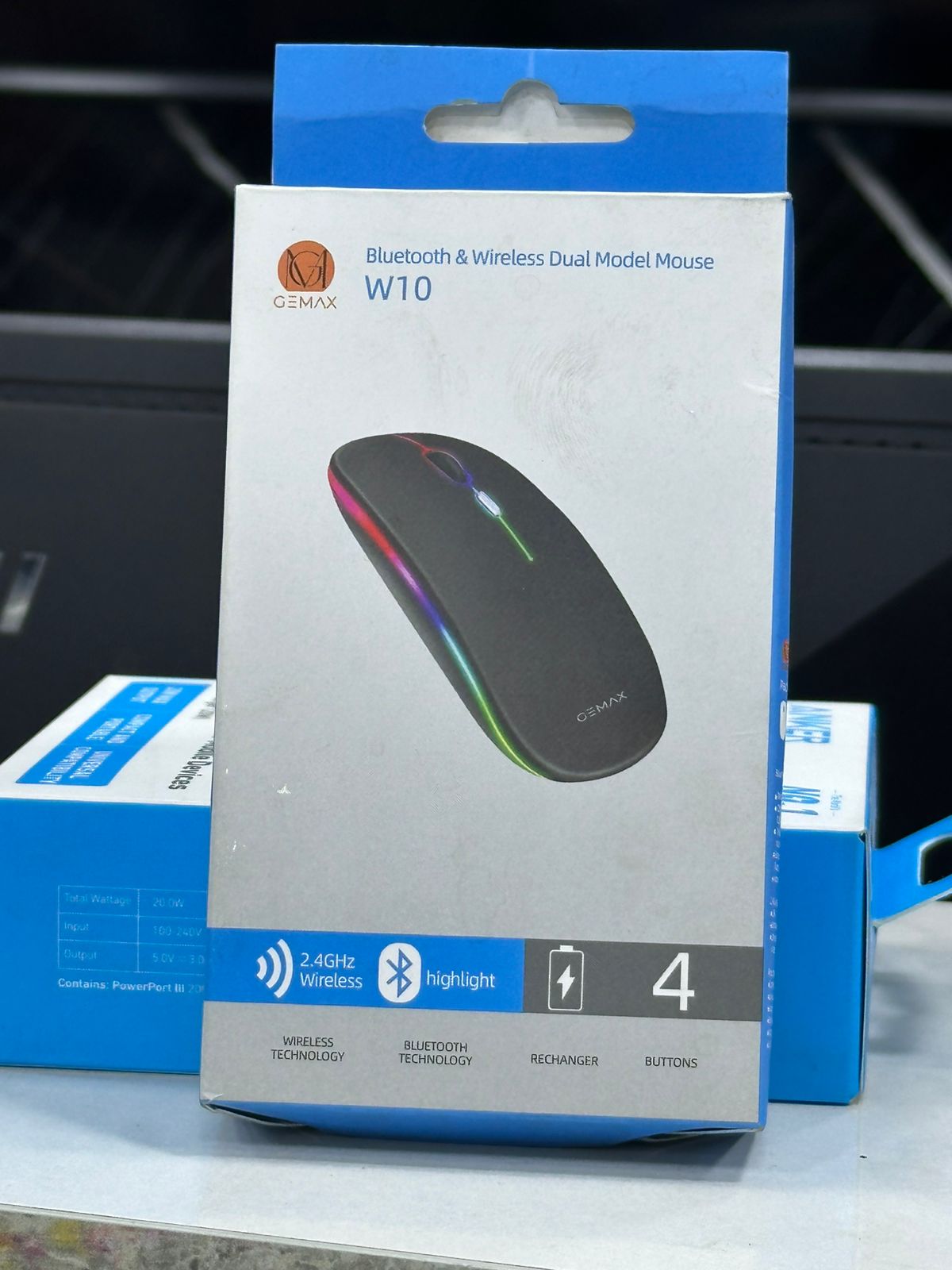ماوس GEMAX W10 وايرلس + بلوتوث (RGB)